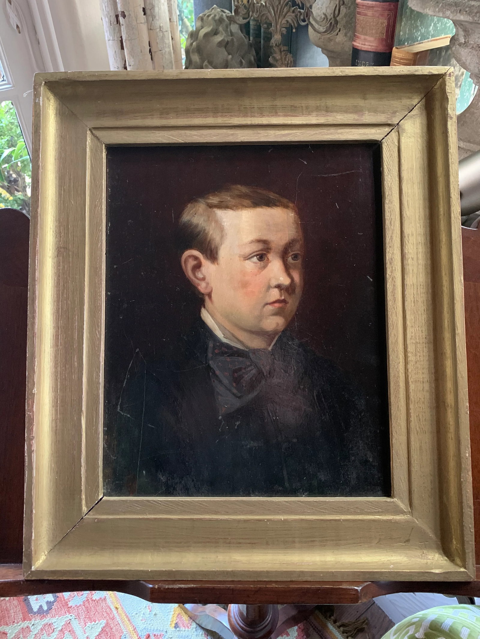 19th C. Oil on Wood Portrait - 8