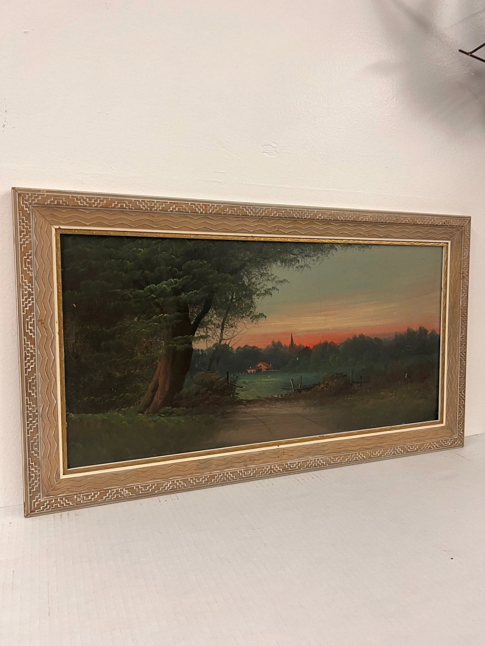 1970s Vintage Mid Century Modern Traditional Style Oil Painting of Serene Landscape - 2