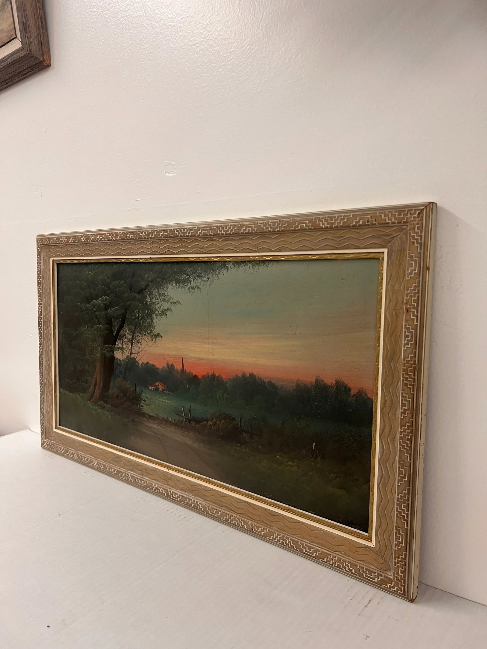 1970s Vintage Mid Century Modern Traditional Style Oil Painting of Serene Landscape - 4