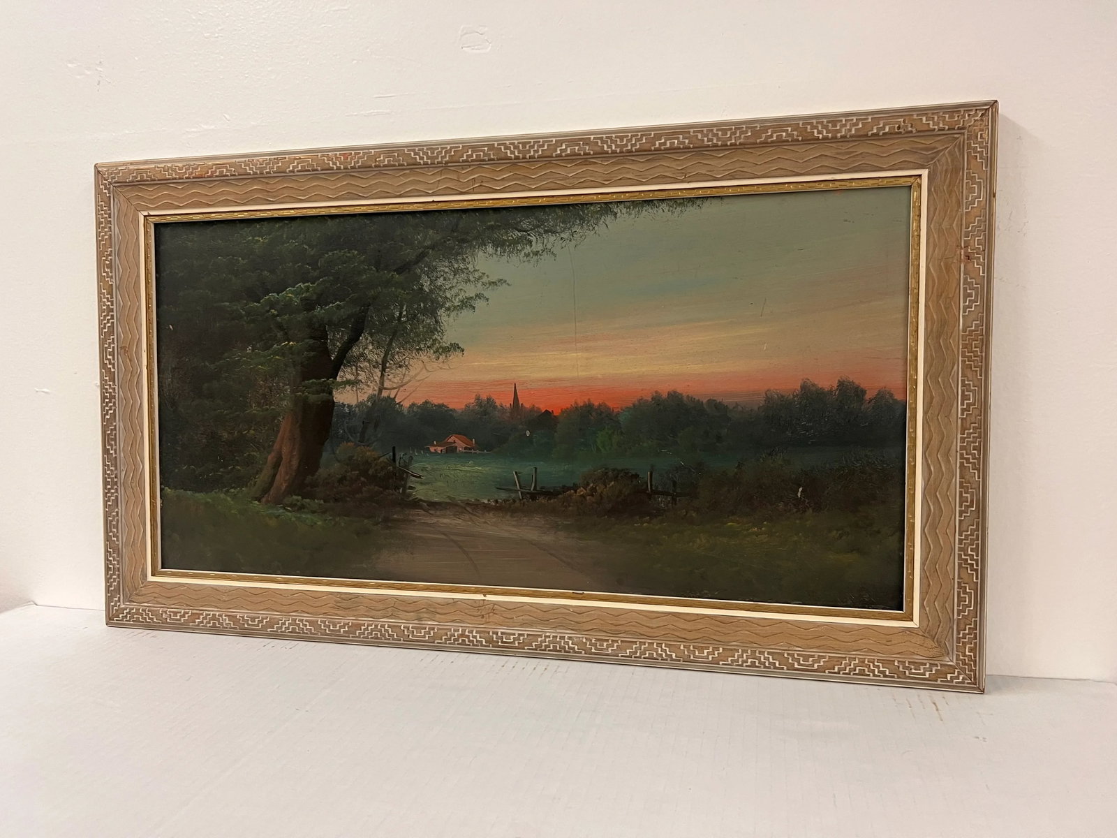 1970s Vintage Mid Century Modern Traditional Style Oil Painting of Serene Landscape - 5