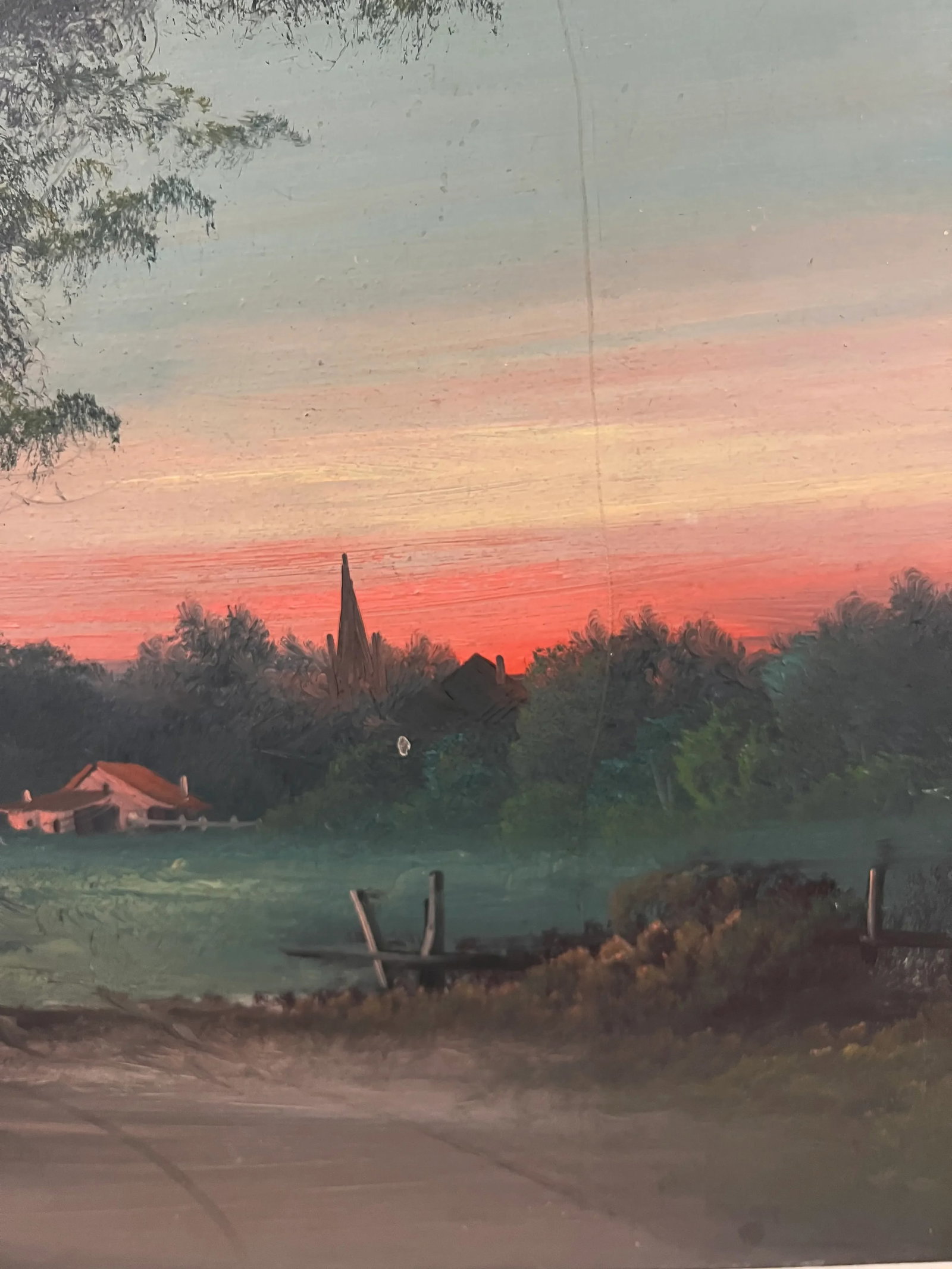 1970s Vintage Mid Century Modern Traditional Style Oil Painting of Serene Landscape - 7