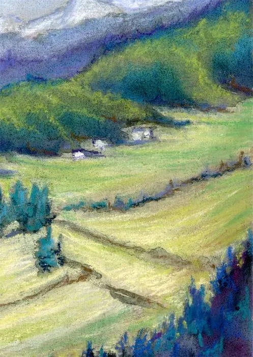 Original Pastel Landscape Painting, the Valley by Kathleen Ney - 2