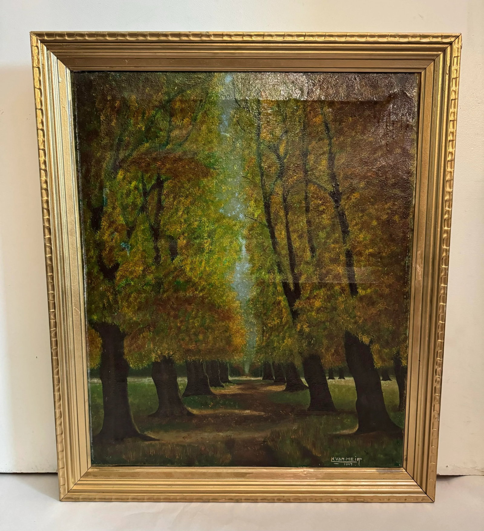 Dutch Oil Painting of a Wooded Path, 1947 - 2