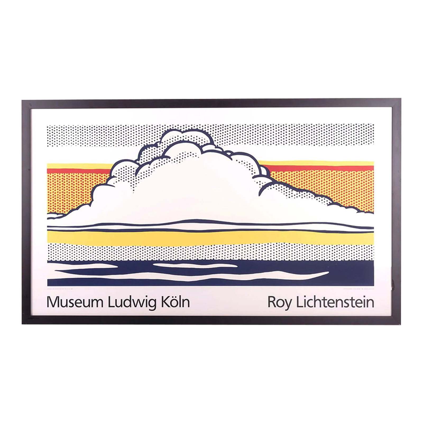 1980s Large 49" Roy Lichtenstein Museum Ludwig Koln Color Lithographic Poster, Framed: Roy Lichtenstein, American (1923-1997), Museum Ludwig Koln, 1989, color lithographic poster. framed. Dimension 27 x 47 inches (visible) 29 1/2 x 49 1/2 inches (framed) Acquired from Link auction