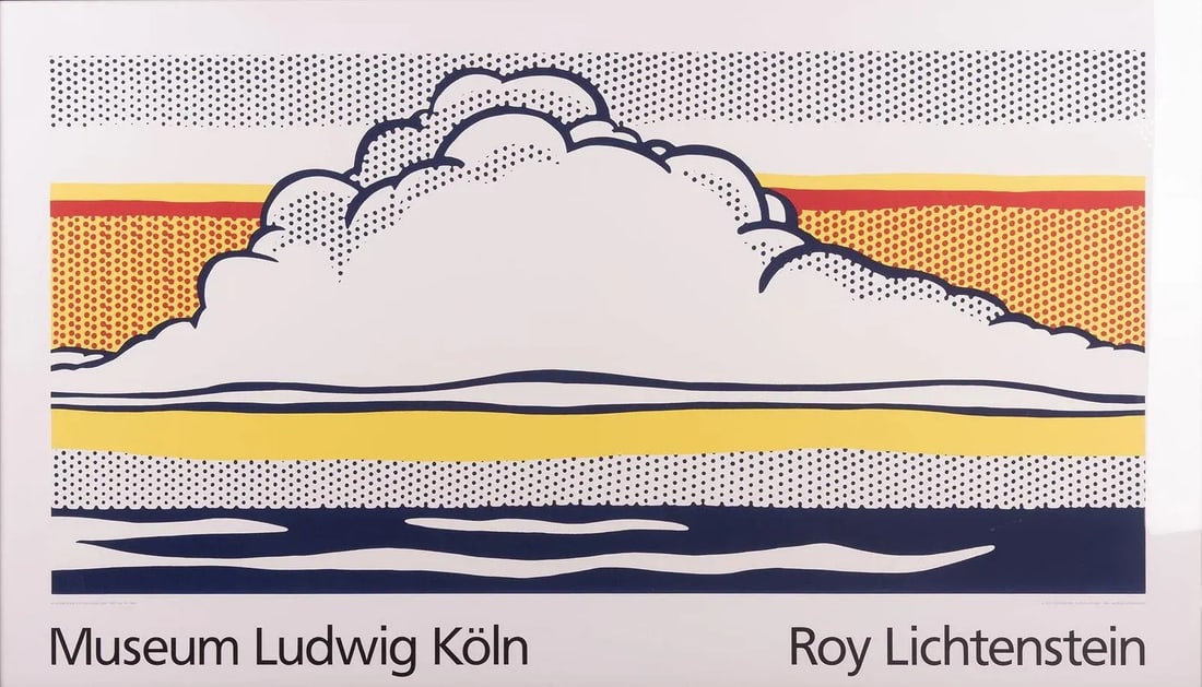 1980s Large 49" Roy Lichtenstein Museum Ludwig Koln Color Lithographic Poster, Framed - 2