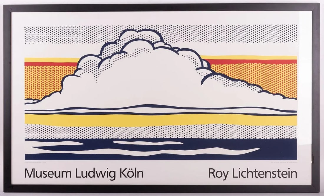 1980s Large 49" Roy Lichtenstein Museum Ludwig Koln Color Lithographic Poster, Framed - 6