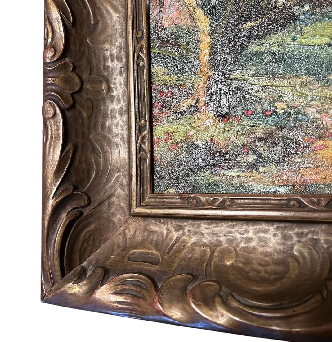Early 1900s Antique Landscape Oil Painting in Period Frame. Signed - 4