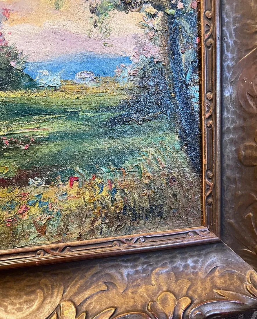 Early 1900s Antique Landscape Oil Painting in Period Frame. Signed - 5