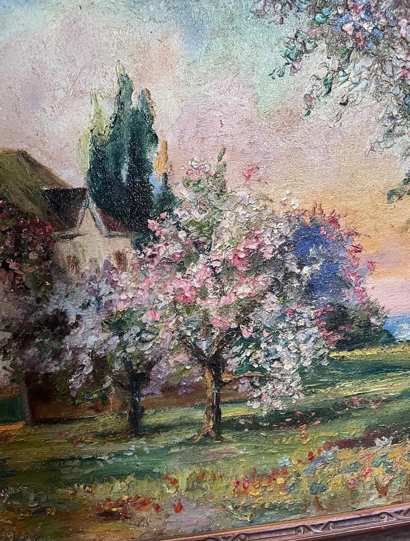 Early 1900s Antique Landscape Oil Painting in Period Frame. Signed - 7