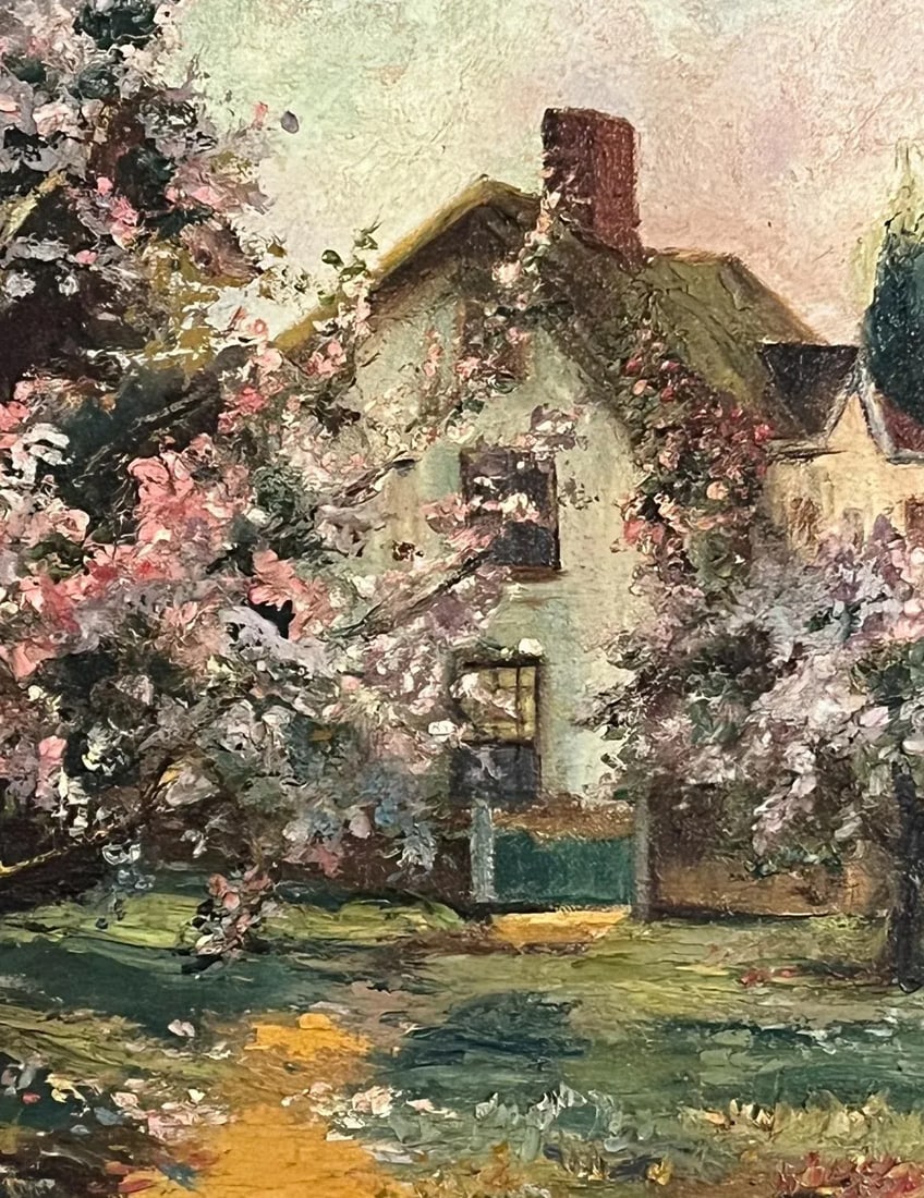 Early 1900s Antique Landscape Oil Painting in Period Frame. Signed - 8