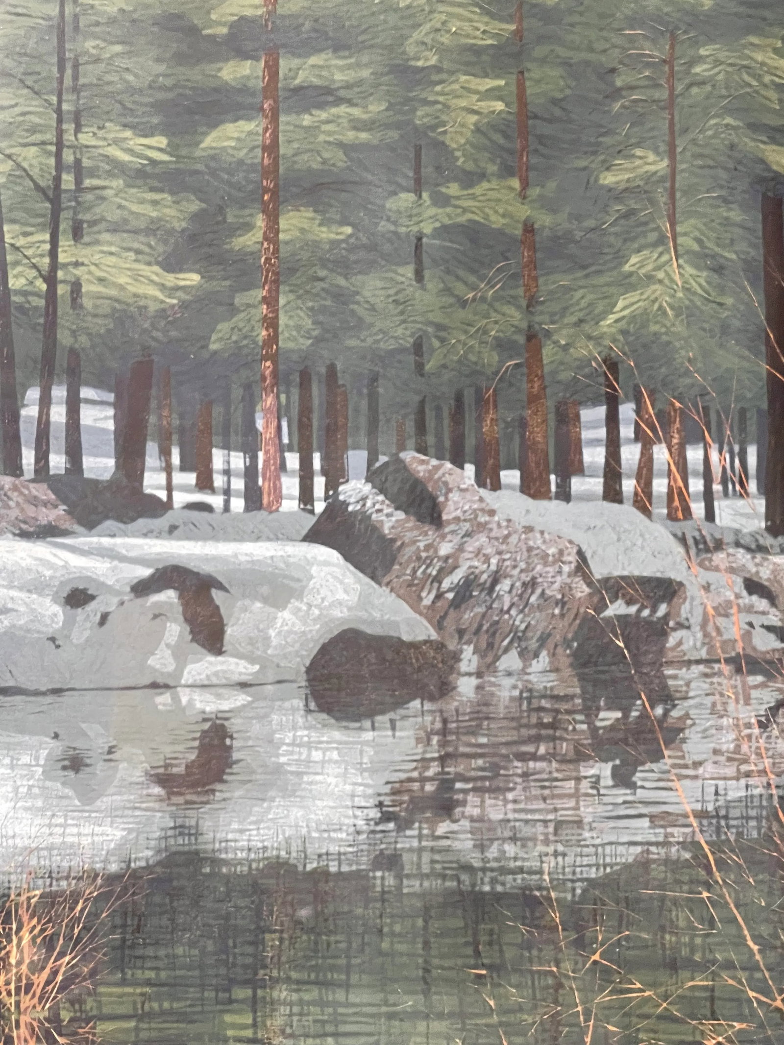 1980s Gordon Mortensen "April in Tahoe" Signed & Numbered Fine Art Woodcut Framed - 3