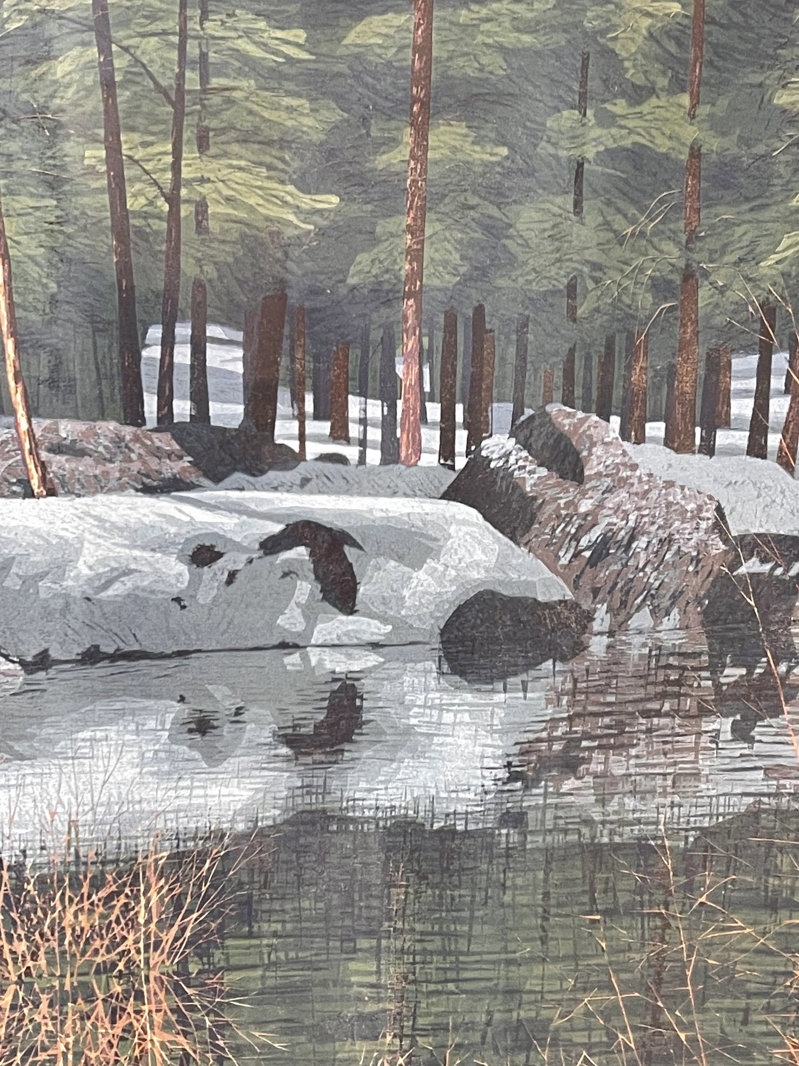 1980s Gordon Mortensen "April in Tahoe" Signed & Numbered Fine Art Woodcut Framed - 8