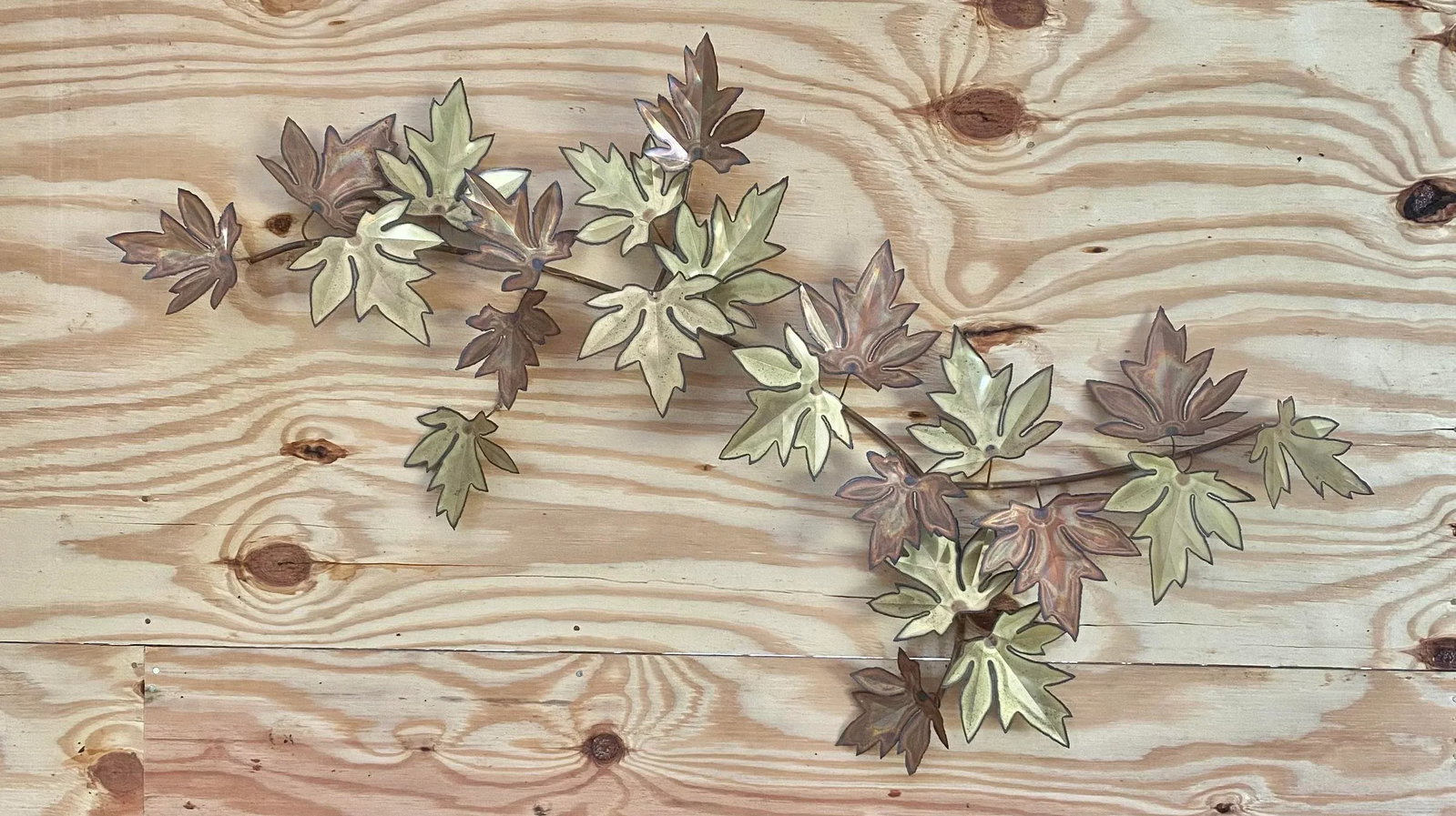 Curtis Jere-Style Signed Copper & Brass Leaves Sculpture - 14