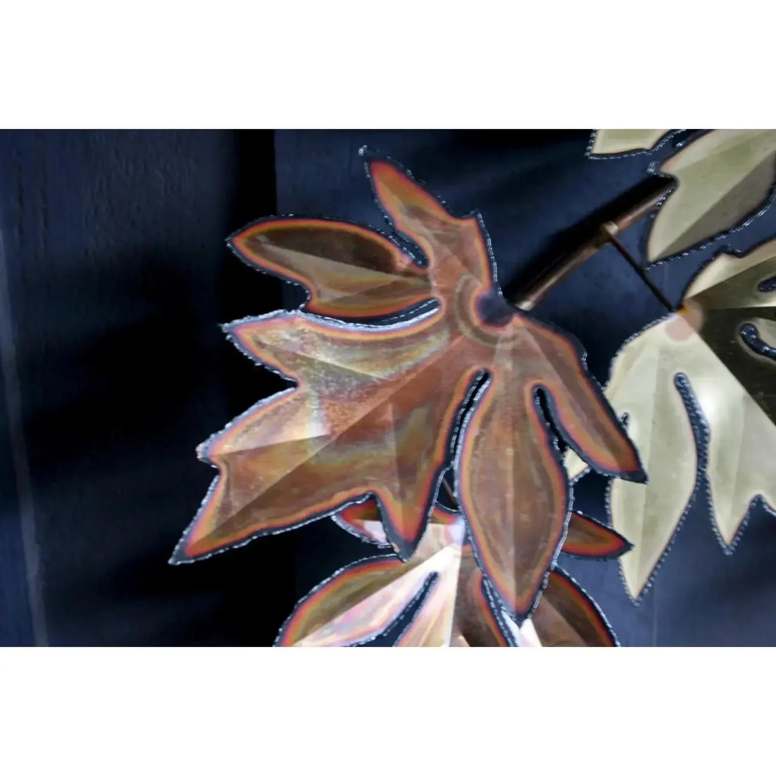 Curtis Jere-Style Signed Copper & Brass Leaves Sculpture - 18