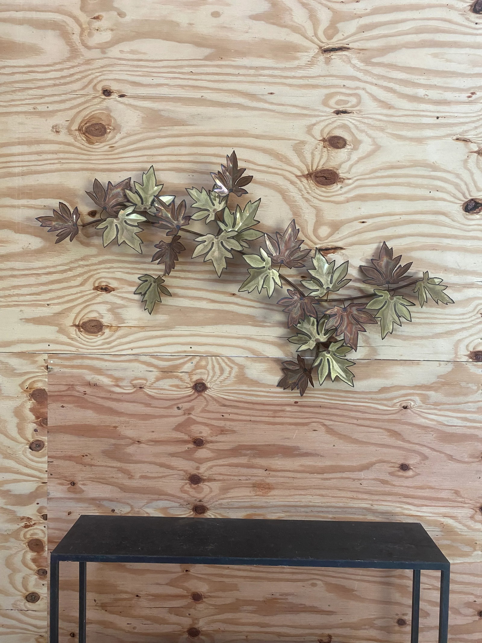 Curtis Jere-Style Signed Copper & Brass Leaves Sculpture - 4