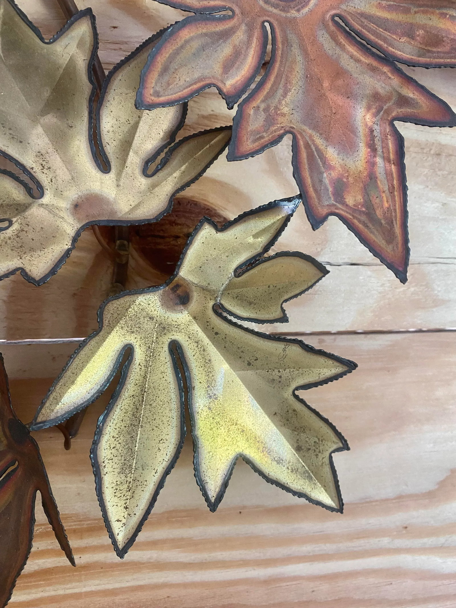 Curtis Jere-Style Signed Copper & Brass Leaves Sculpture - 5