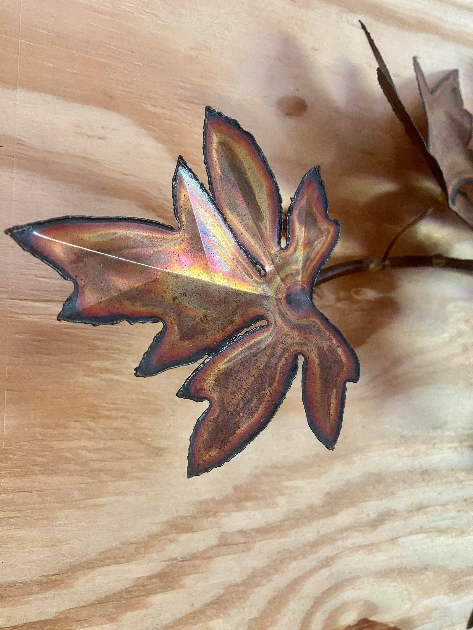 Curtis Jere-Style Signed Copper & Brass Leaves Sculpture - 7