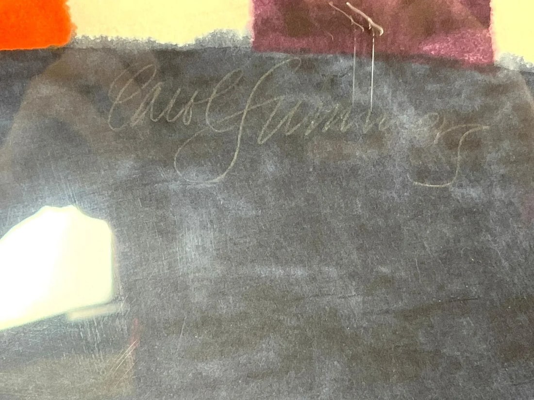 1970s Large 44" Original Signed Carol Summers Palm Tree Woodcut Framed - 8