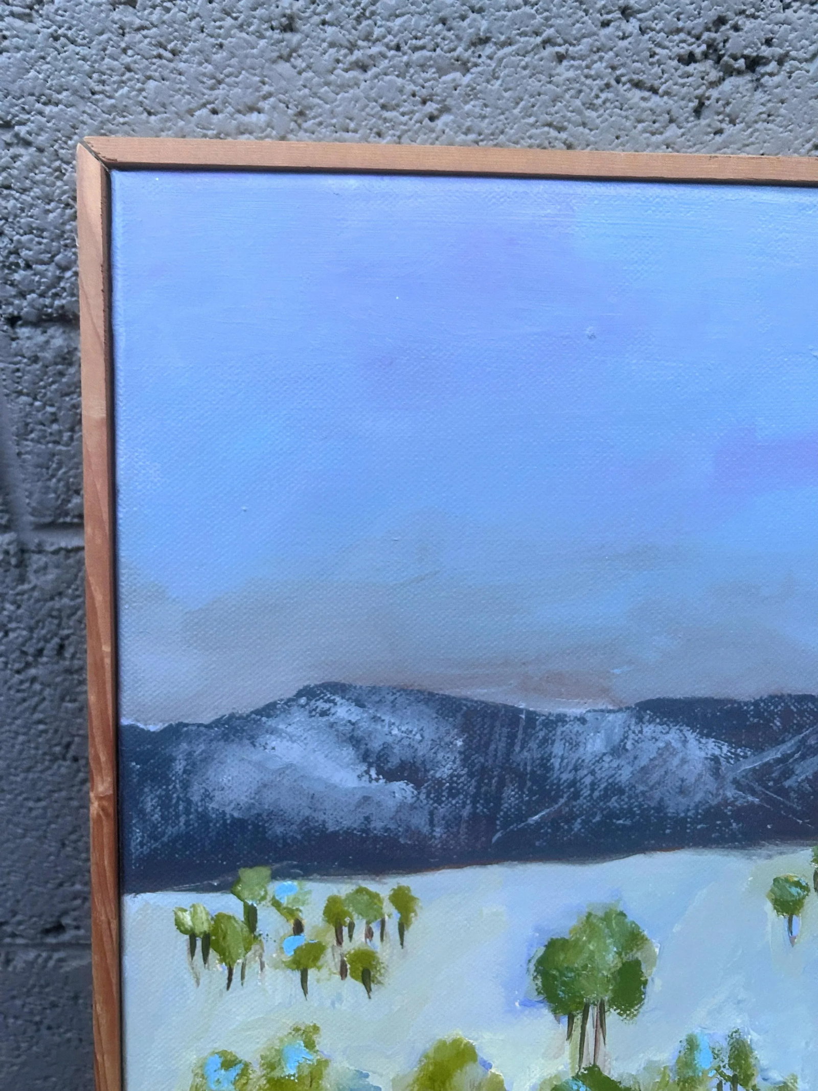 Original Signed "Blue Landscape" Framed Oil Painting - 5