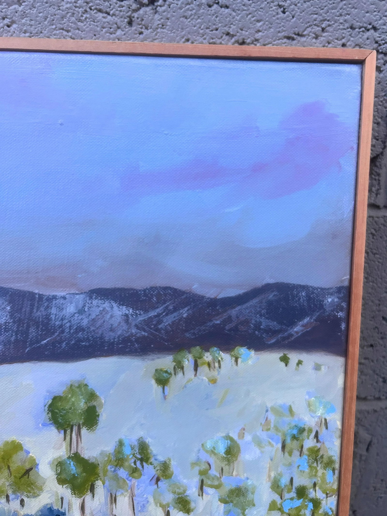 Original Signed "Blue Landscape" Framed Oil Painting - 6