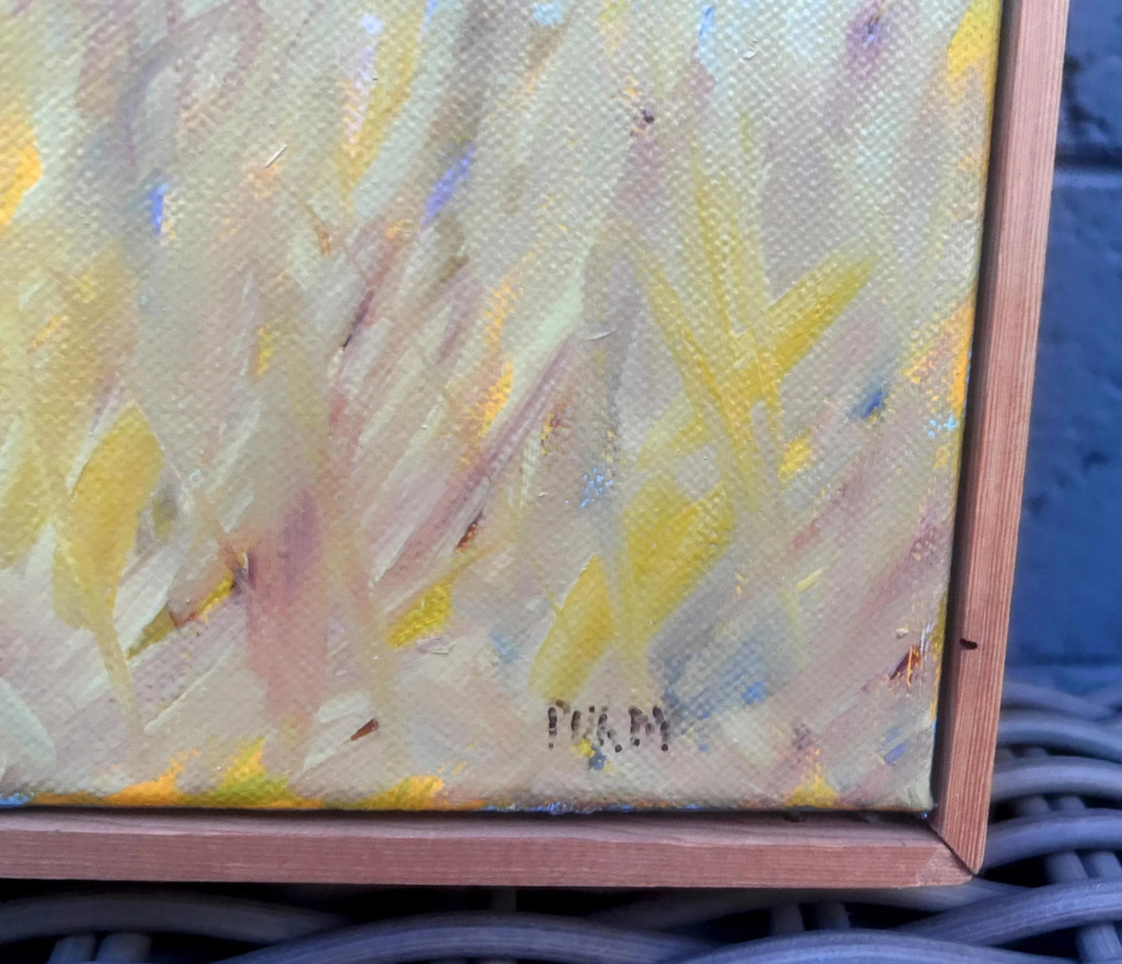 Original Signed "Blue Landscape" Framed Oil Painting - 8