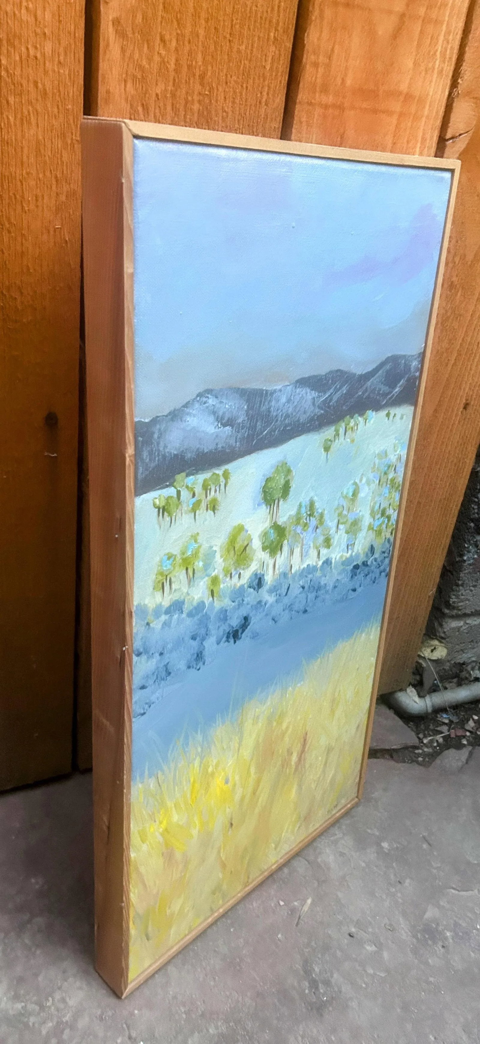Original Signed "Blue Landscape" Framed Oil Painting - 9