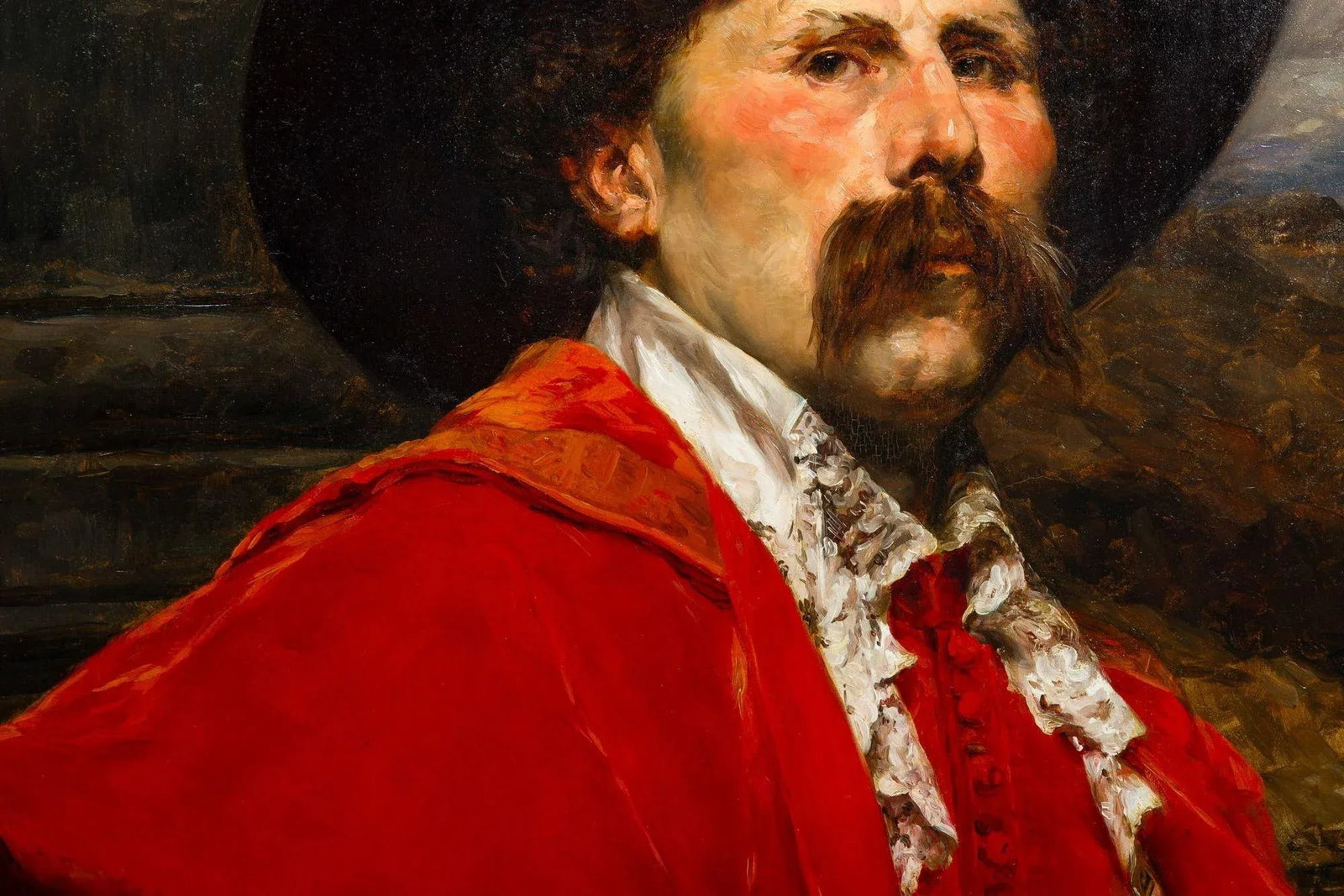 Ferdinand Roybet (French, 1840-1920) Portrait Painting of a Cavelier Ca. 1900 - 18