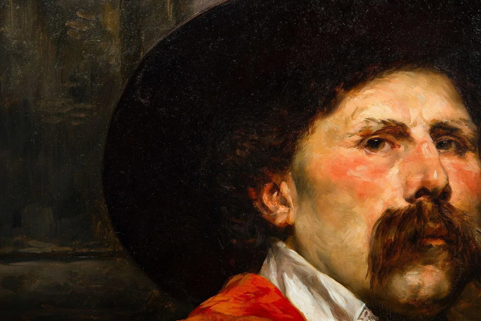 Ferdinand Roybet (French, 1840-1920) Portrait Painting of a Cavelier Ca. 1900 - 6