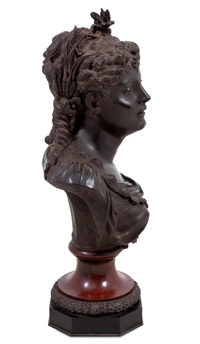 Pierre Louis Detrier Bronze Bust of a Woman - 2