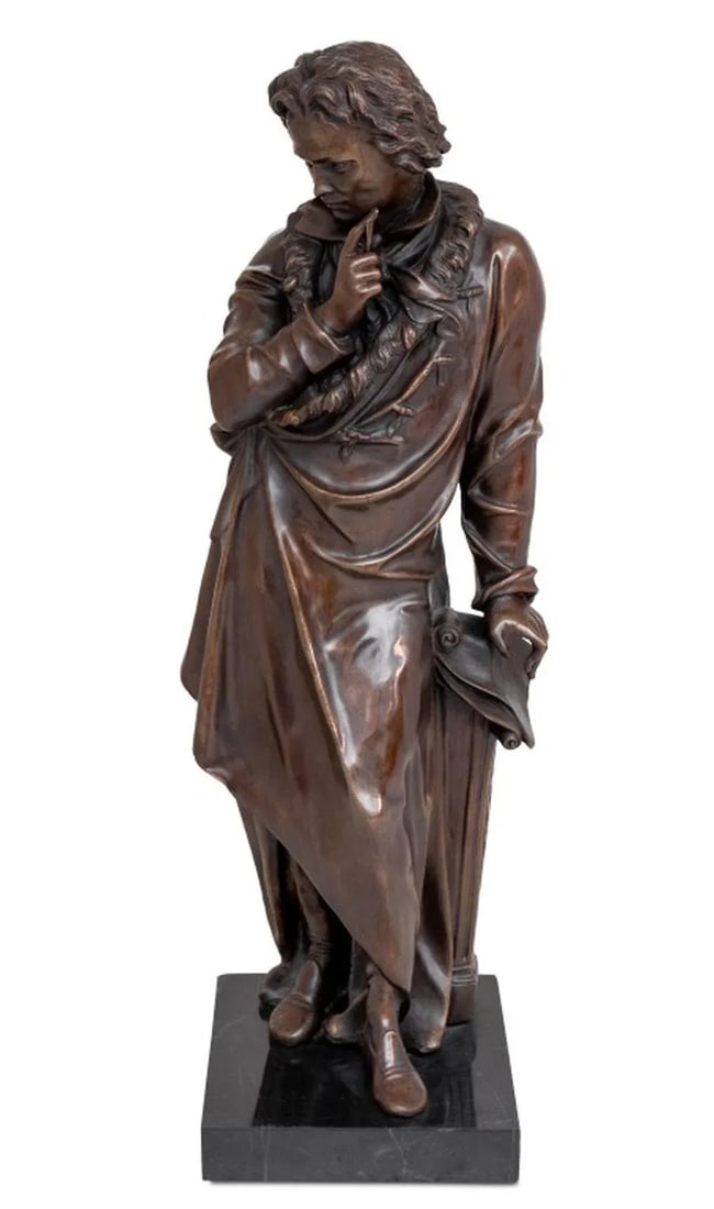 Figure of Beethoven Patinated Bronze Sculpture - 2