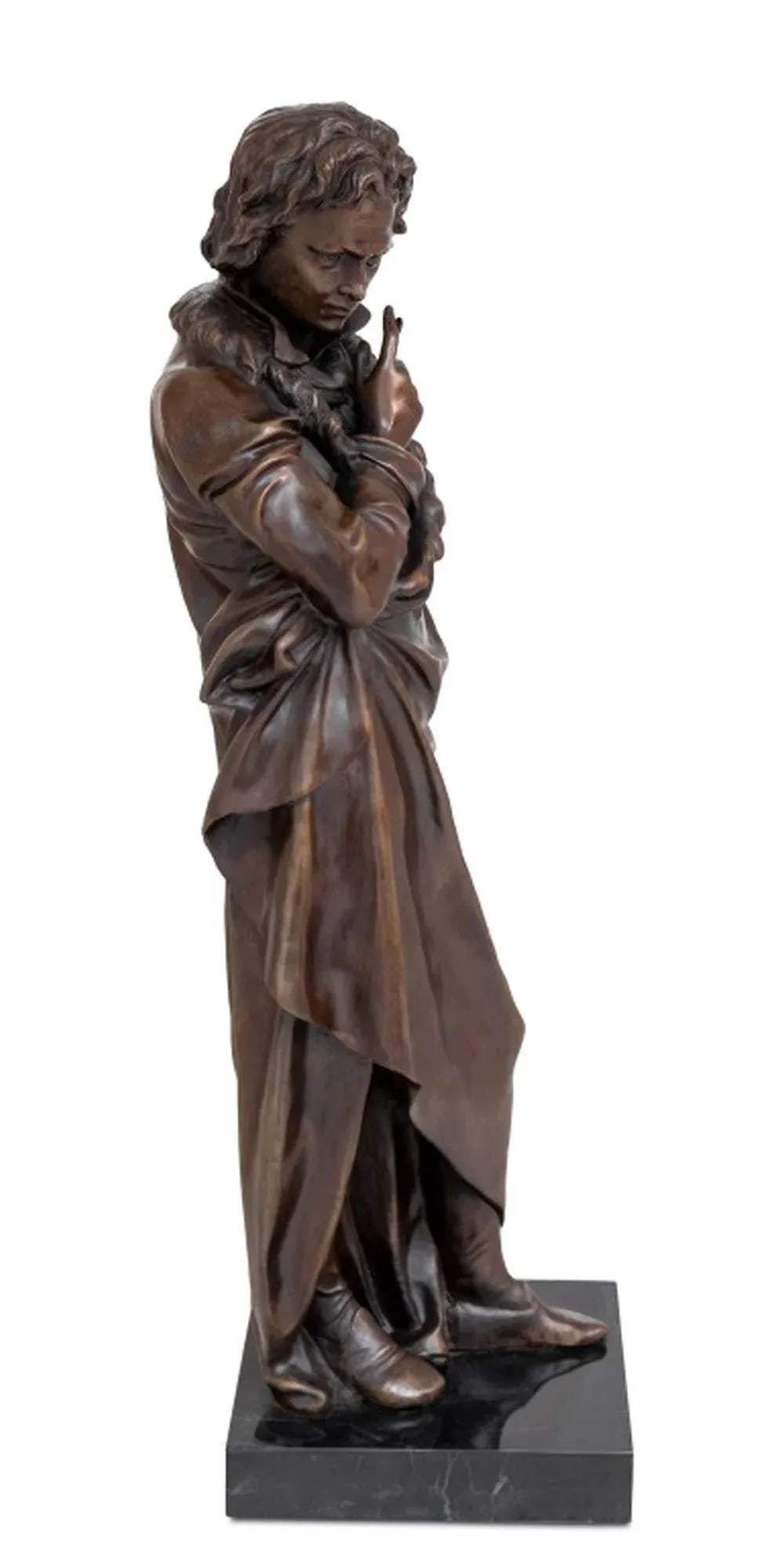 Figure of Beethoven Patinated Bronze Sculpture - 3