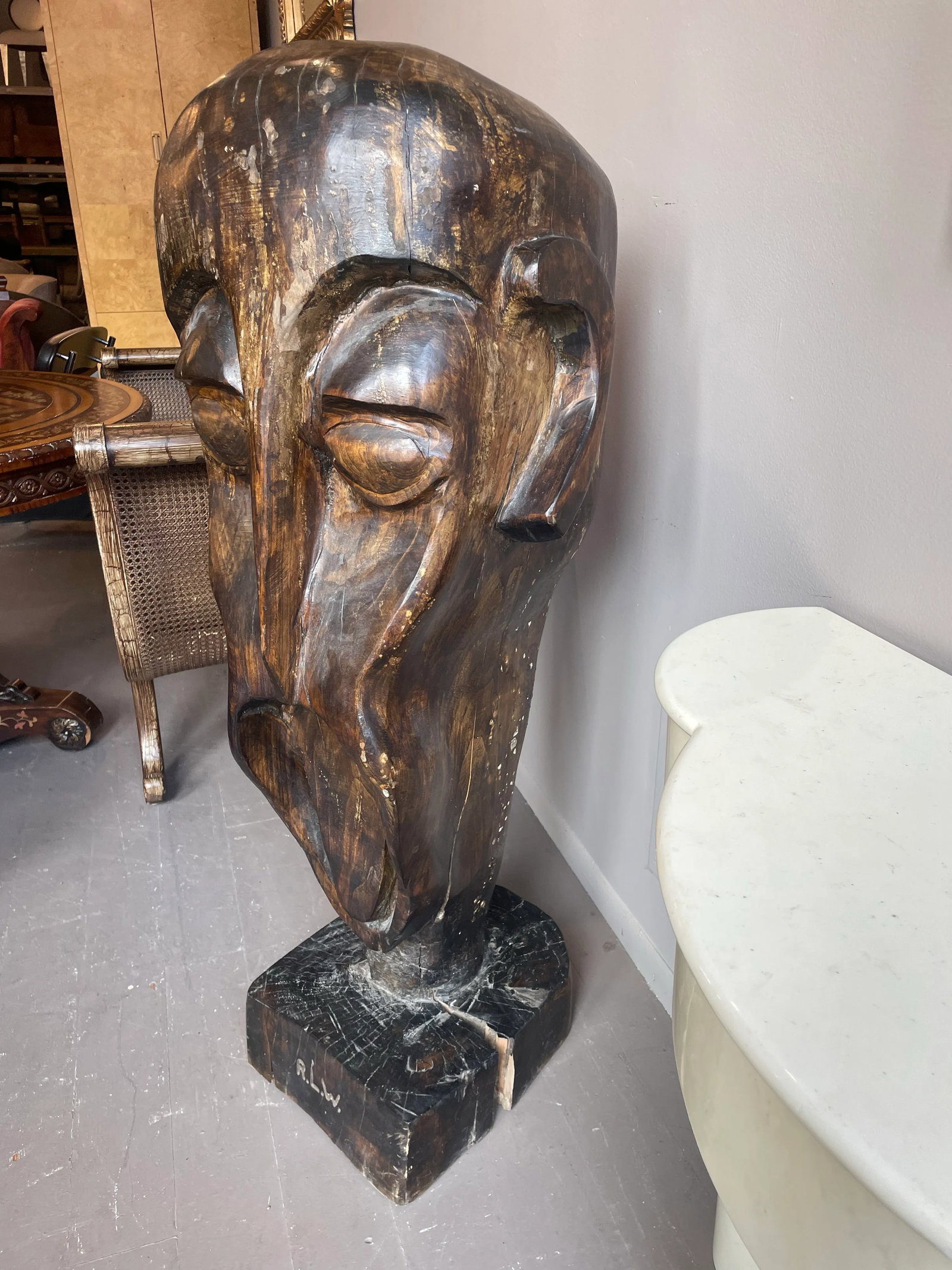 1990s Huge Vintage Wood Sculpture - 10