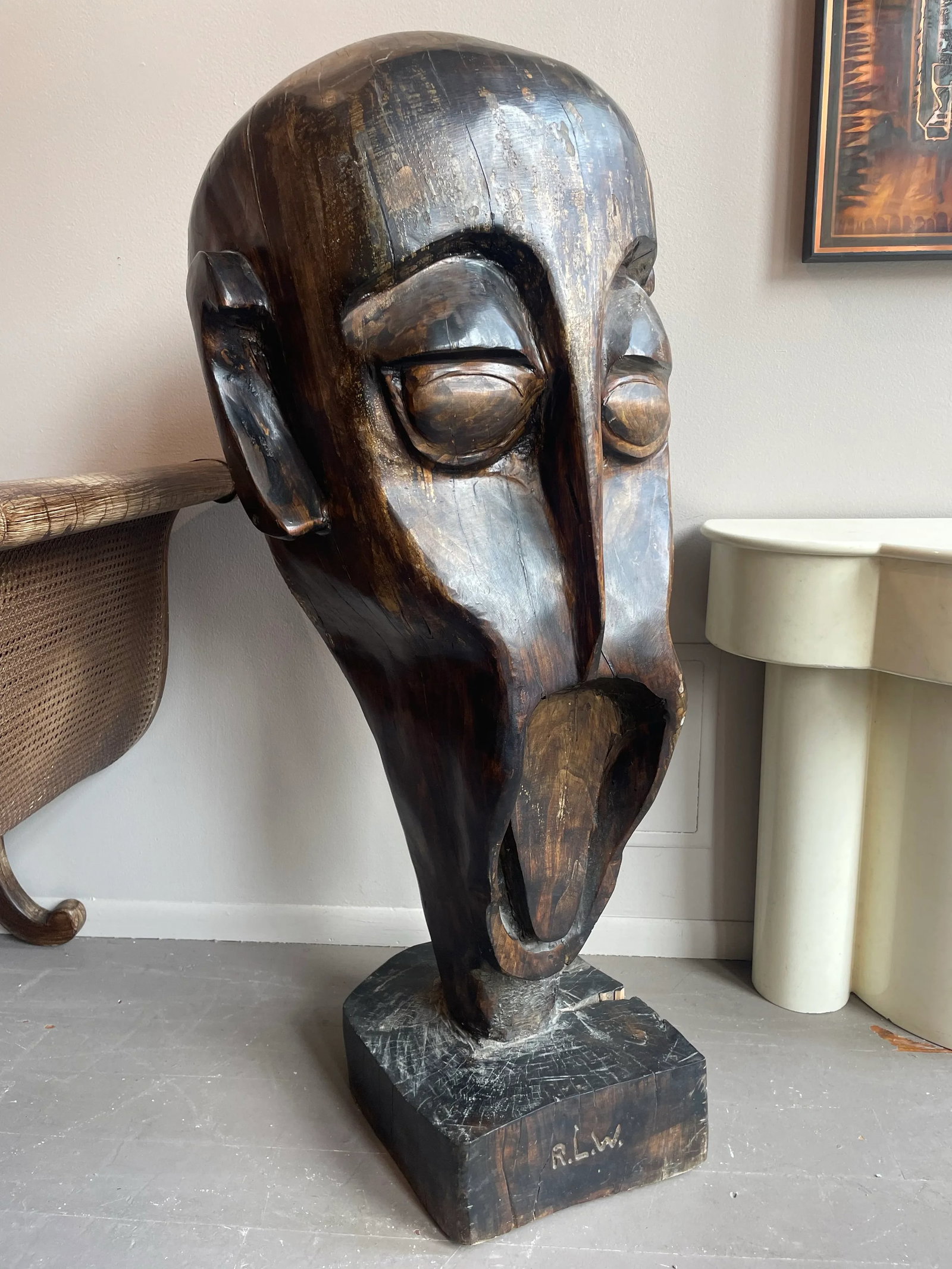1990s Huge Vintage Wood Sculpture - 11