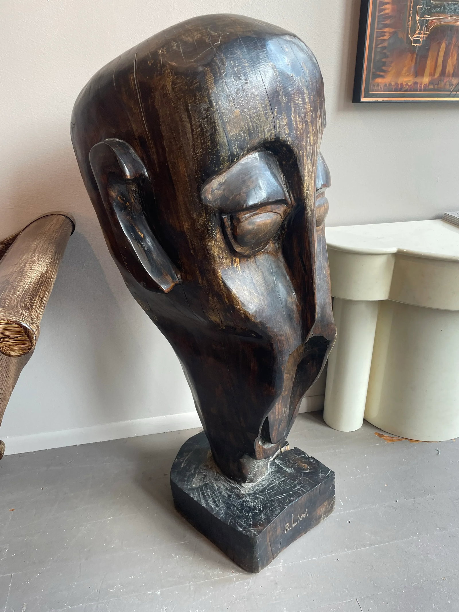 1990s Huge Vintage Wood Sculpture - 5