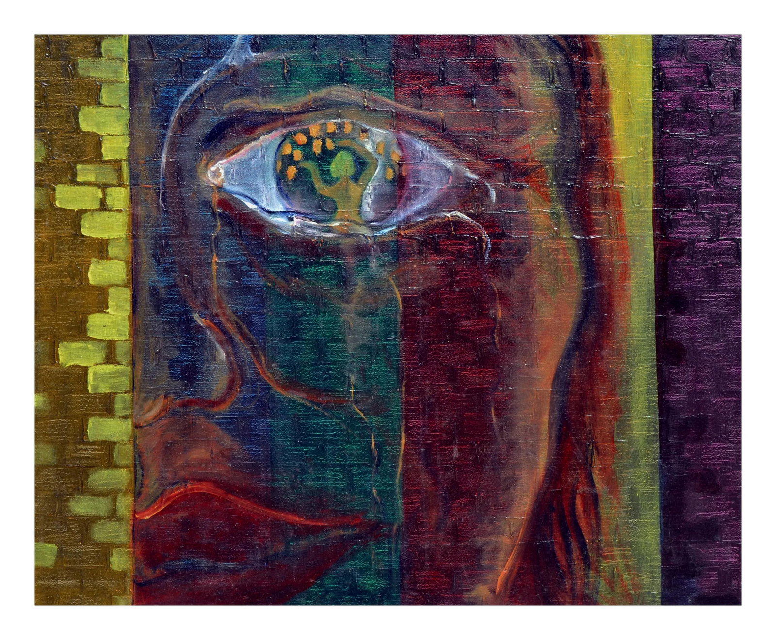 1980s Abstract Expressionist Close up Portrait "Vision" - 2