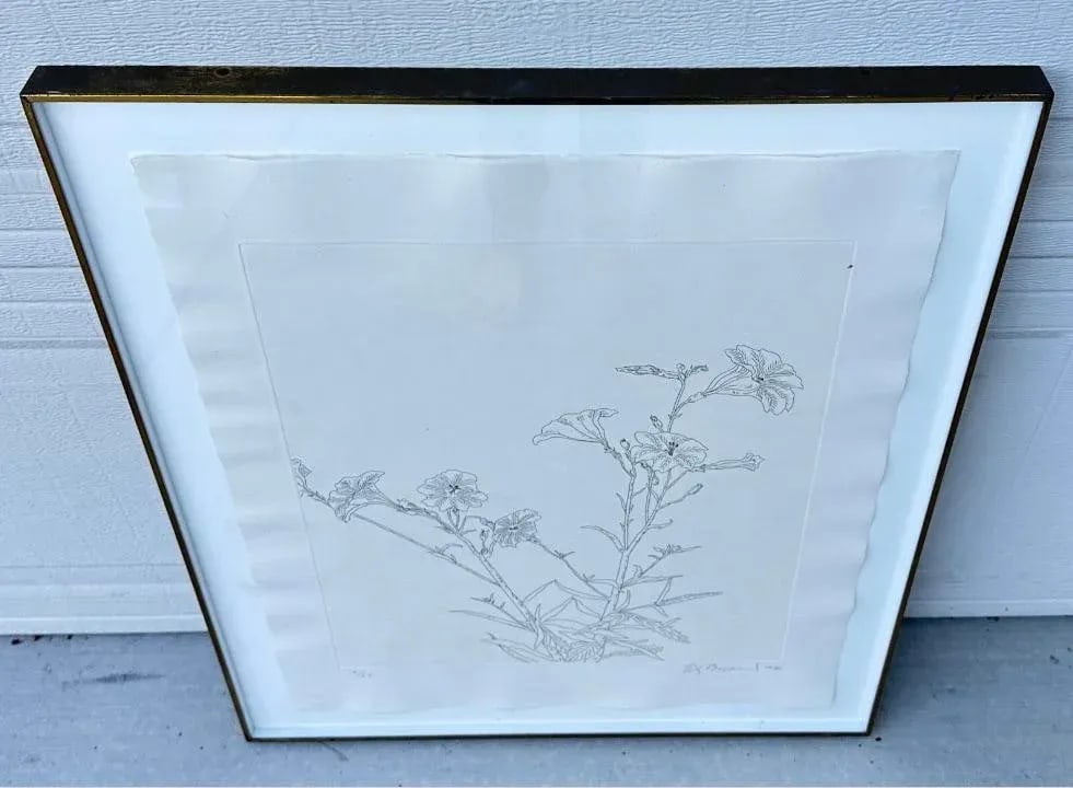 Ed Baynard (American, 1940-2016) Floral, Flowers Etching Framed - 10