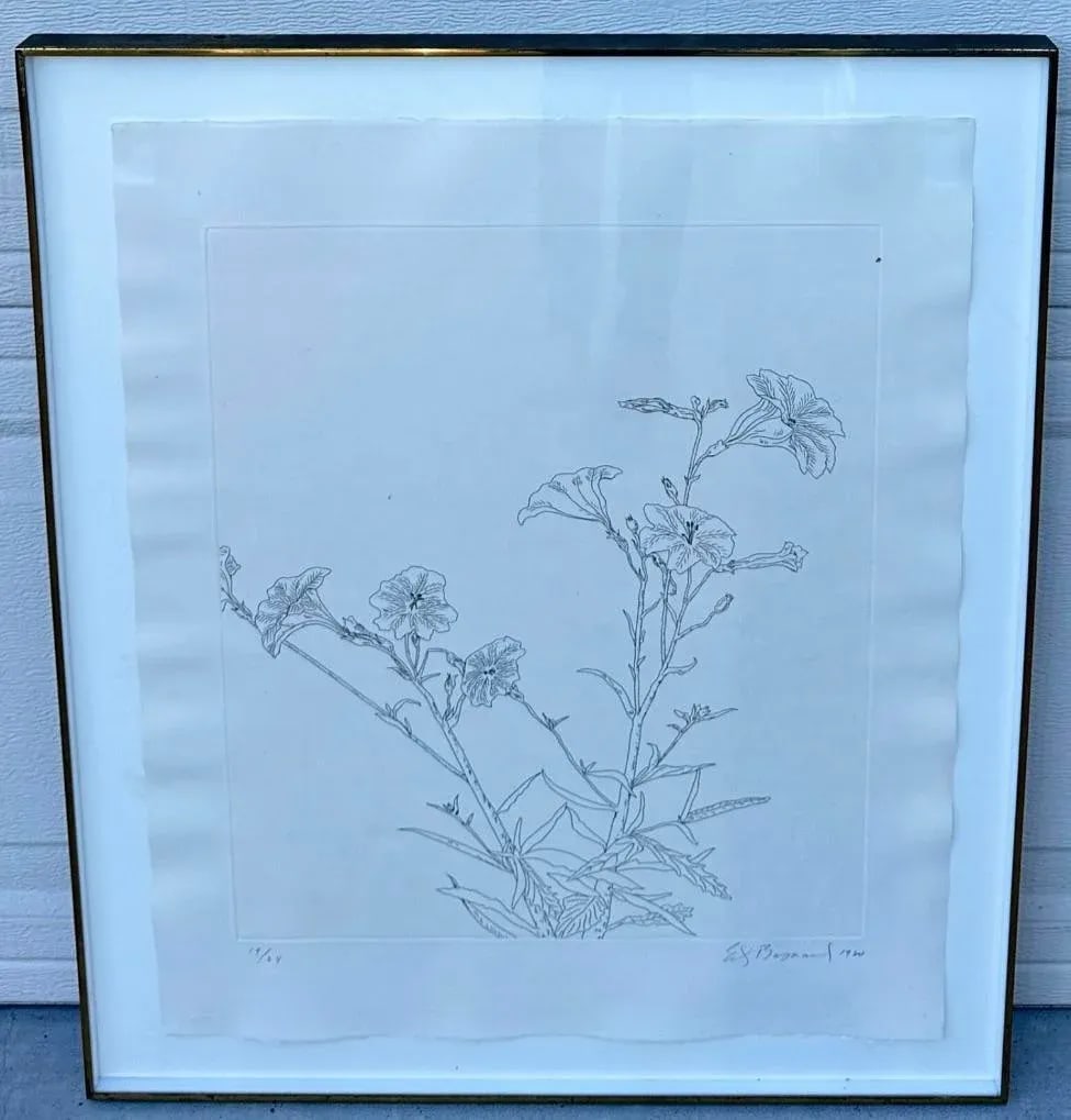 Ed Baynard (American, 1940-2016) Floral, Flowers Etching Framed - 7