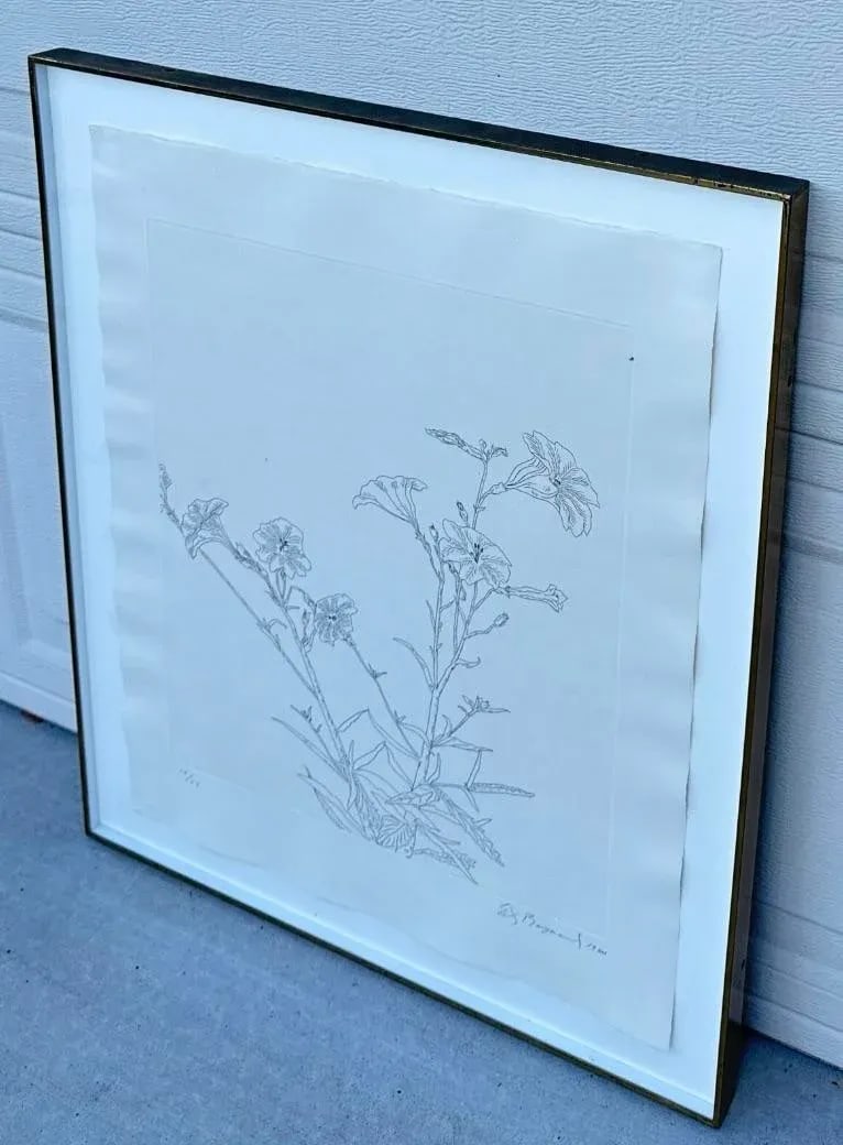 Ed Baynard (American, 1940-2016) Floral, Flowers Etching Framed - 8