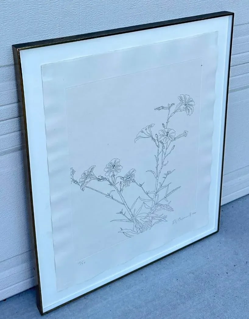 Ed Baynard (American, 1940-2016) Floral, Flowers Etching Framed - 9