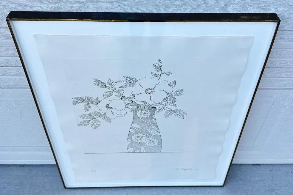Ed Baynard (American, 1940-2016) Floral, Flowers in a Vase Etching Framed - 11