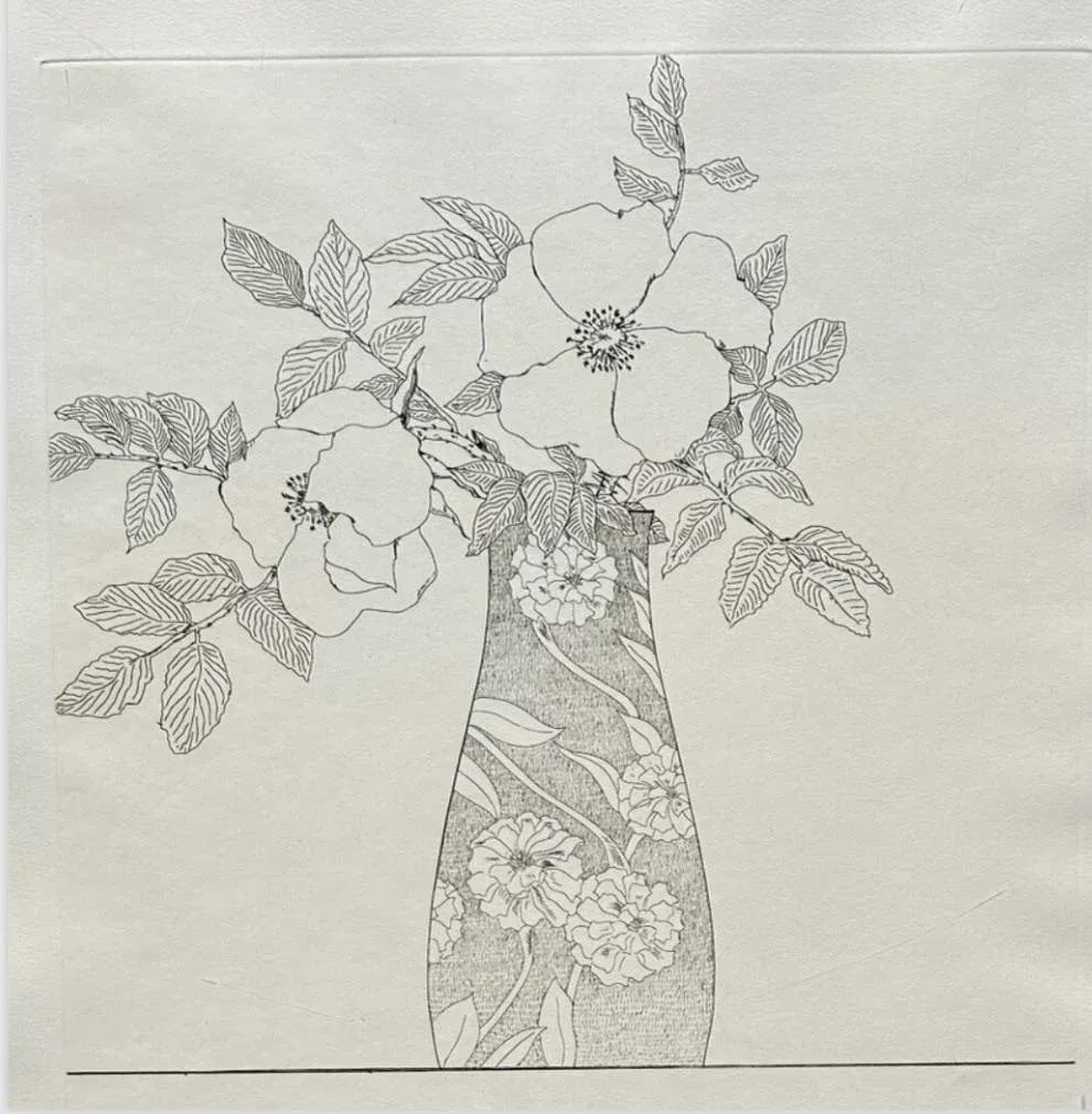 Ed Baynard (American, 1940-2016) Floral, Flowers in a Vase Etching Framed - 5