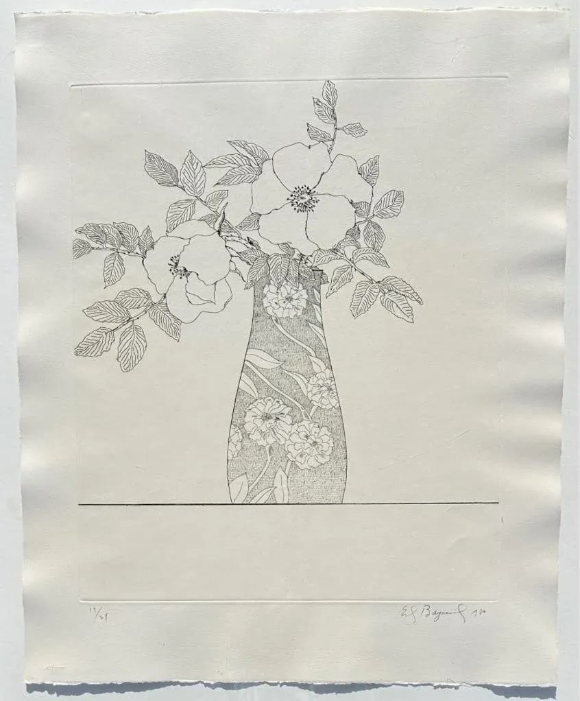 Ed Baynard (American, 1940-2016) Floral, Flowers in a Vase Etching Framed - 6