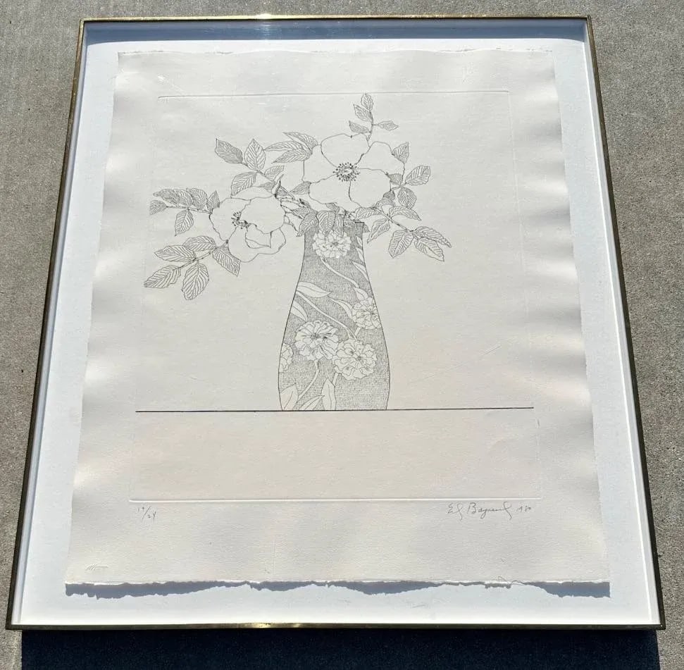 Ed Baynard (American, 1940-2016) Floral, Flowers in a Vase Etching Framed - 7