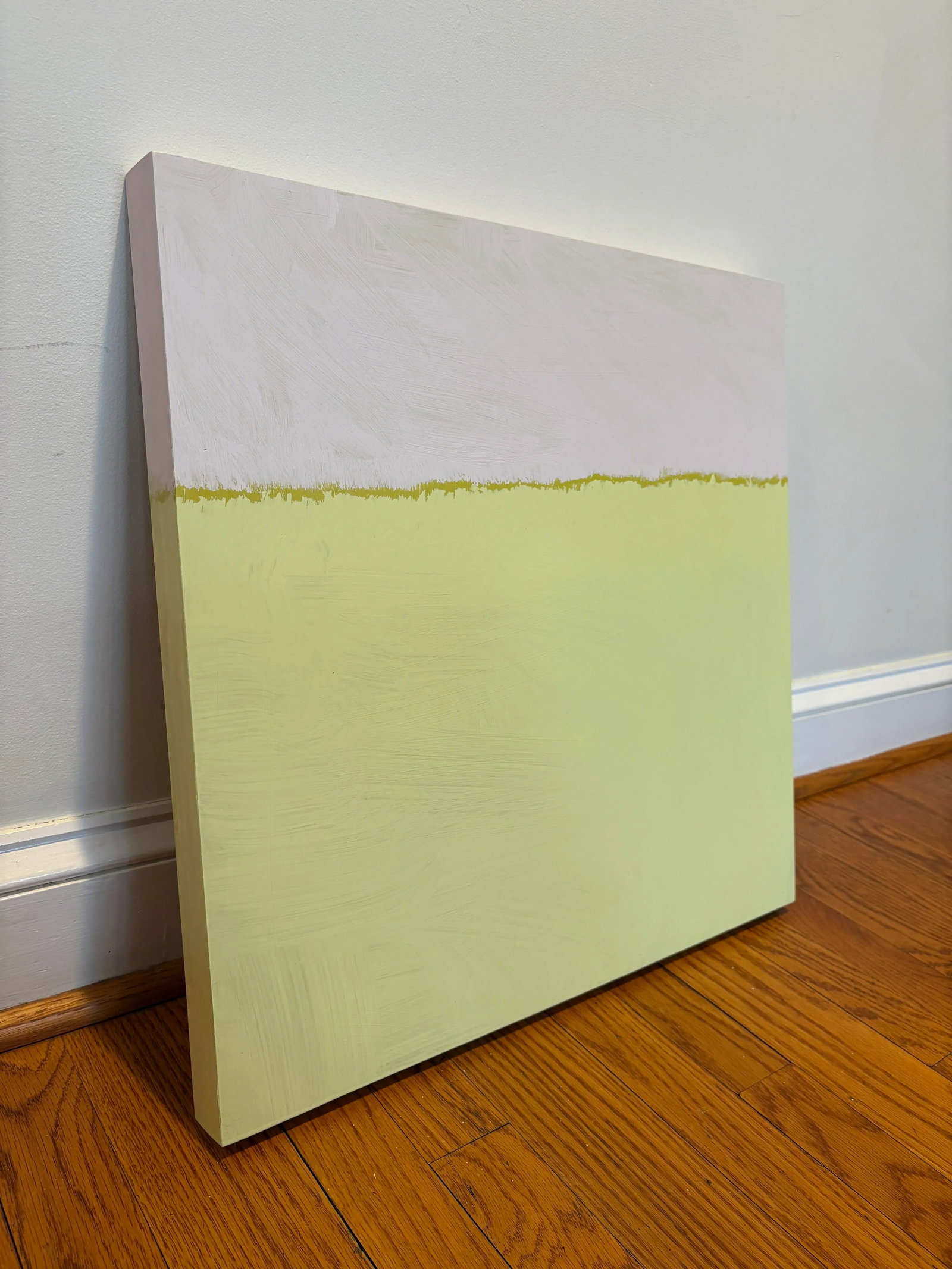 Sarah Trundle, Contemporary Abstract Landscape Painting, "Landscape in Pale Pink and Green, No. 3" - 2