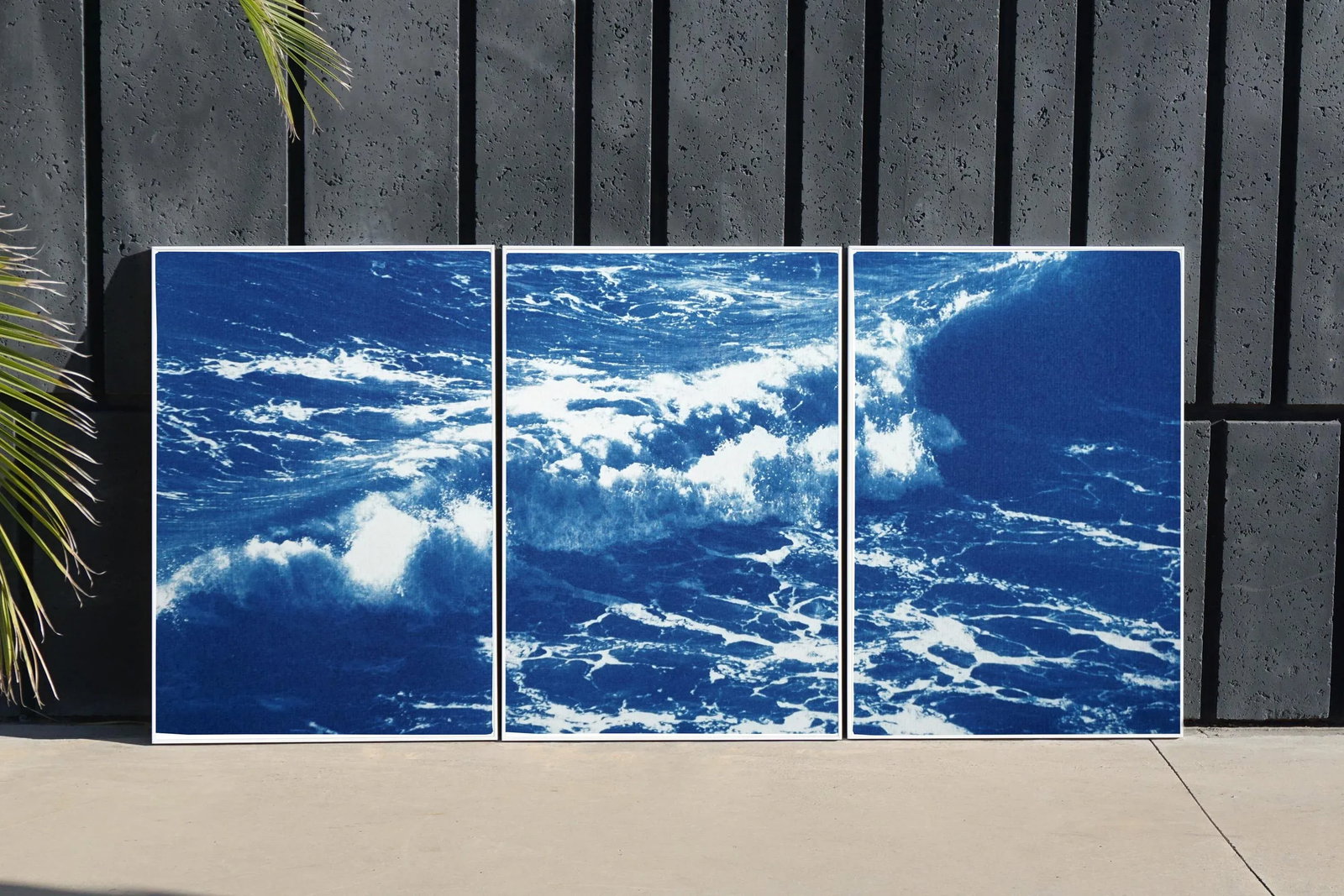 2020 Australian Landscape Nautical Triptych Cyanotype Print on Watercolor PaperMulti Paneled Art by - 3