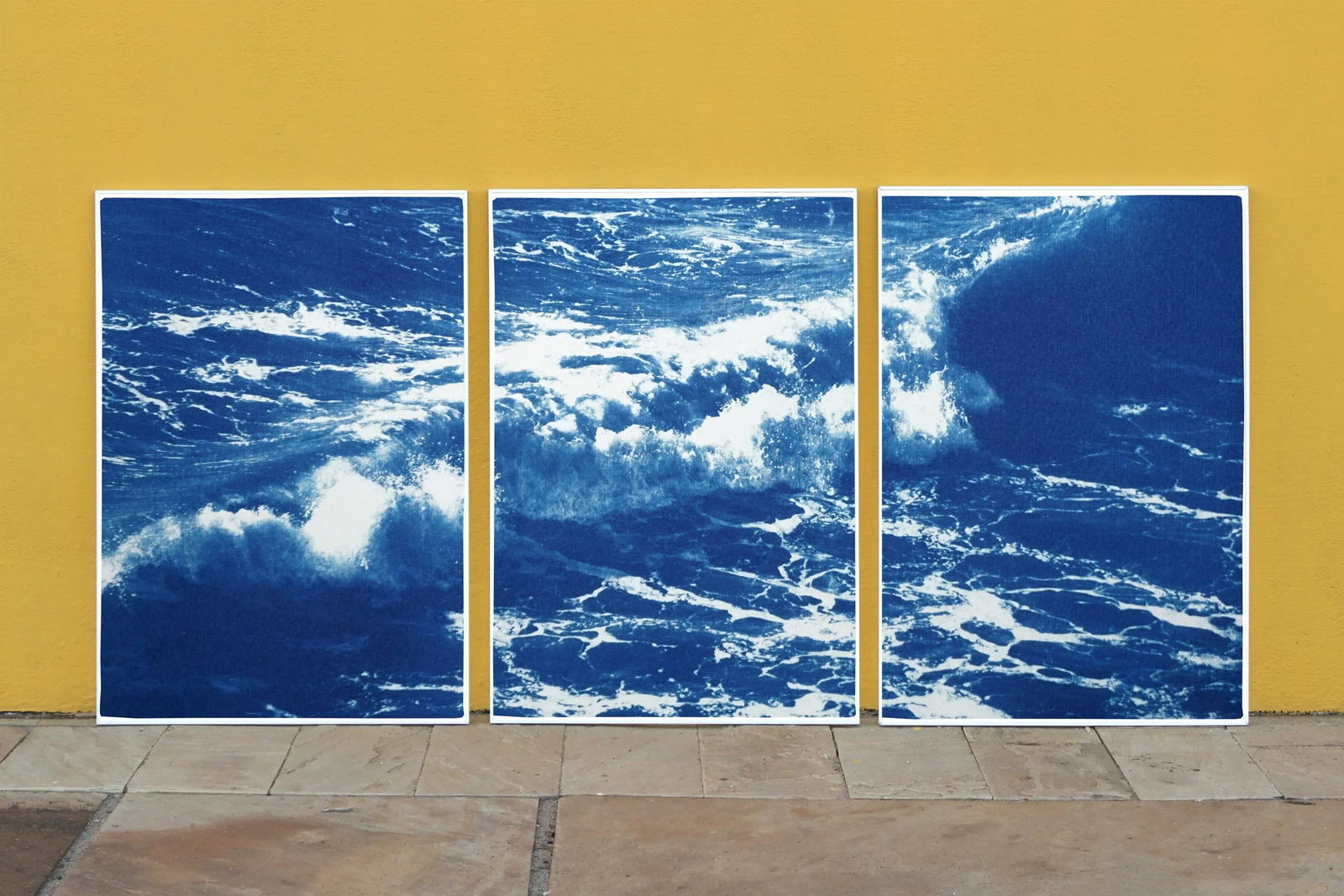 2020 Australian Landscape Nautical Triptych Cyanotype Print on Watercolor PaperMulti Paneled Art by - 7