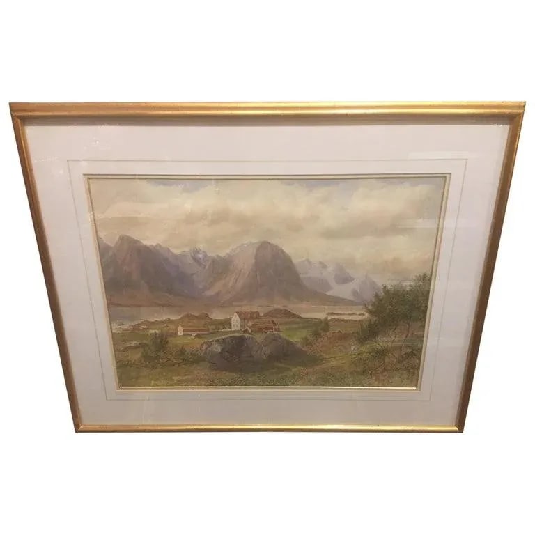 British School "Mountain Landscape", Watercolor, Framed, Unsigned, 19th Century - 10