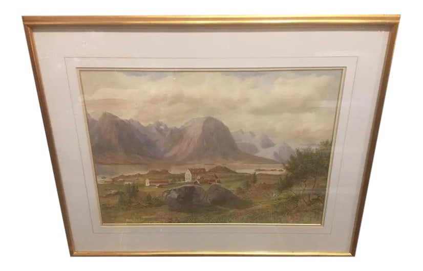 British School "Mountain Landscape", Watercolor, Framed, Unsigned, 19th Century: 19th century British School "Mountain Landscape", watercolor, framed, unsigned, inscribed in pencil: verso, illegibly. Condition: Alterations: Unknown Imperfections: Some Imperfections Condition