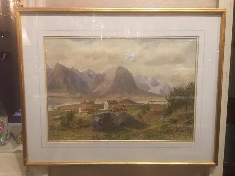 British School "Mountain Landscape", Watercolor, Framed, Unsigned, 19th Century - 2