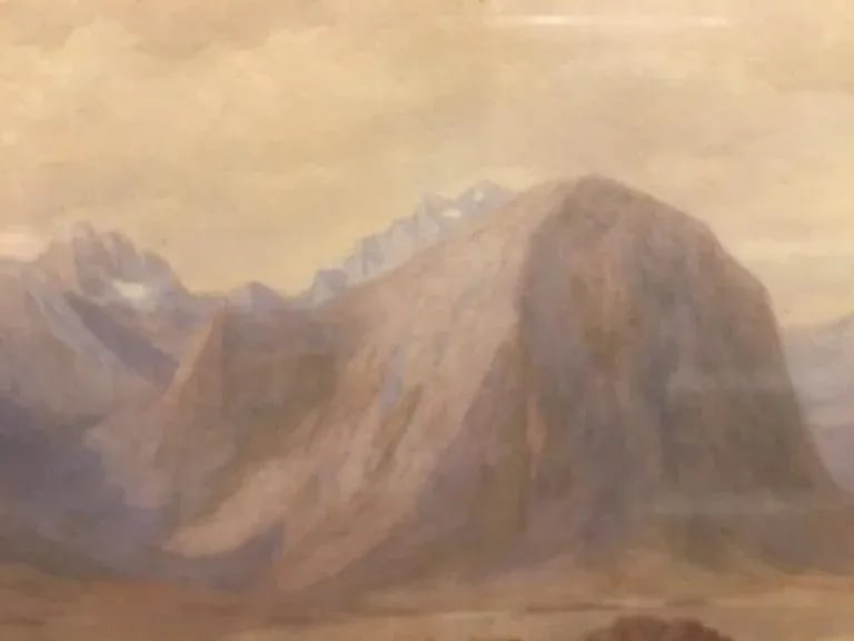 British School "Mountain Landscape", Watercolor, Framed, Unsigned, 19th Century - 4